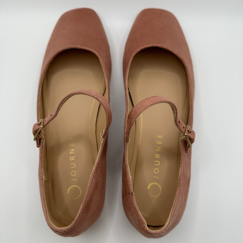 Journee Collection Rosewood Suede Mary Jane Flats
